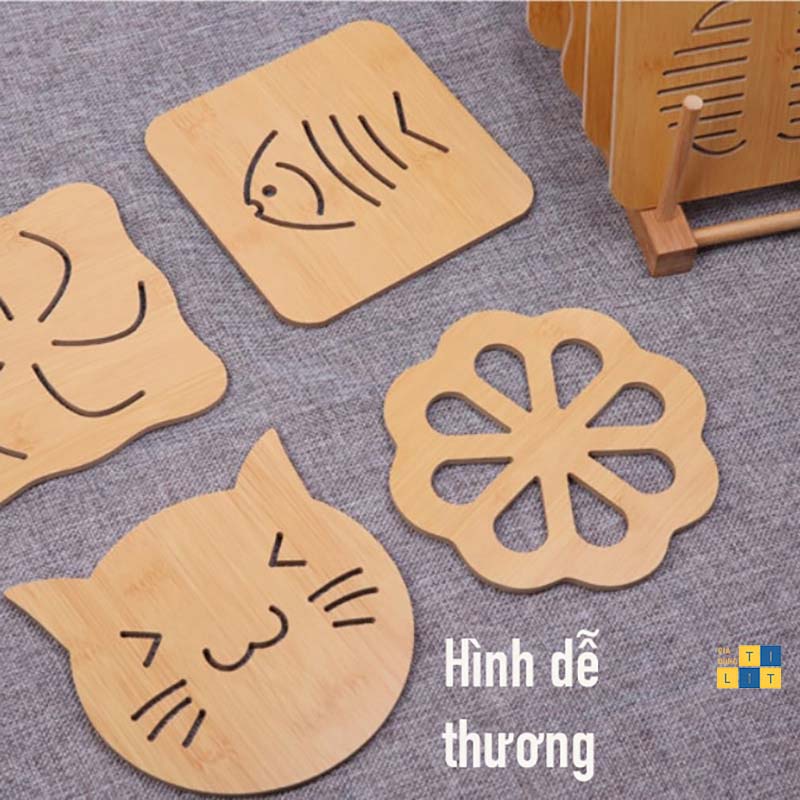 Miếng Gỗ Lót Nồi Thú Vị Décor [Hình ngẫu nhiên] [LÓT NỒI GỖ]