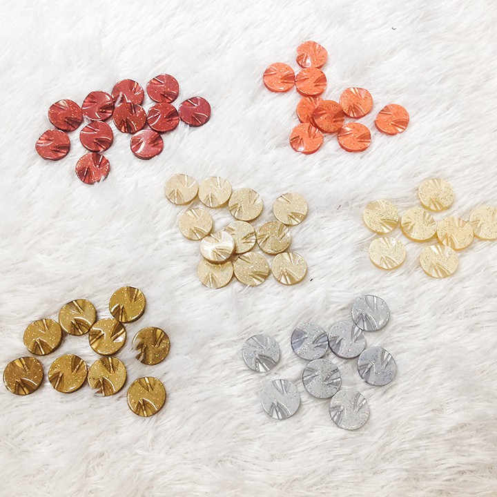 Cúc áo kiểu nhiều màu nút com lê trang trí hoa văn 3d kim tuyến size 1.8cm