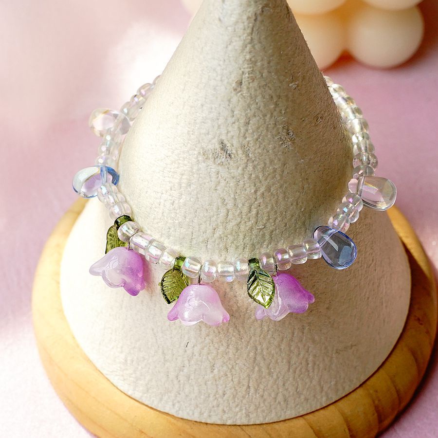 Vòng Tay Chuỗi Hạt Resin Mặt Hoa Lá Thời Trang Cho Nữ