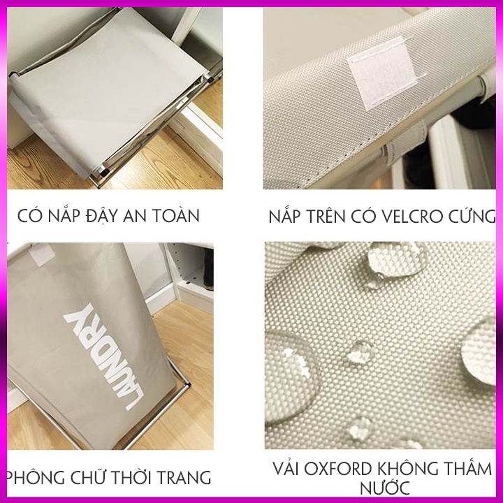 Giỏ đựng quần áo 2 ngăn, giỏ đựng đồ chất liệu vải chống thấm giúp bạn phân loại quần áo dễ dàng dành cho phòng tắm