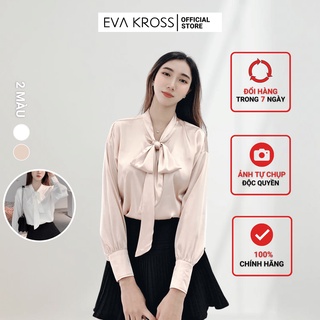 Sơ mi nữ công sở cổ nơ dài tay cao cấp EVA KROSS áo kiểu kế dạo phố