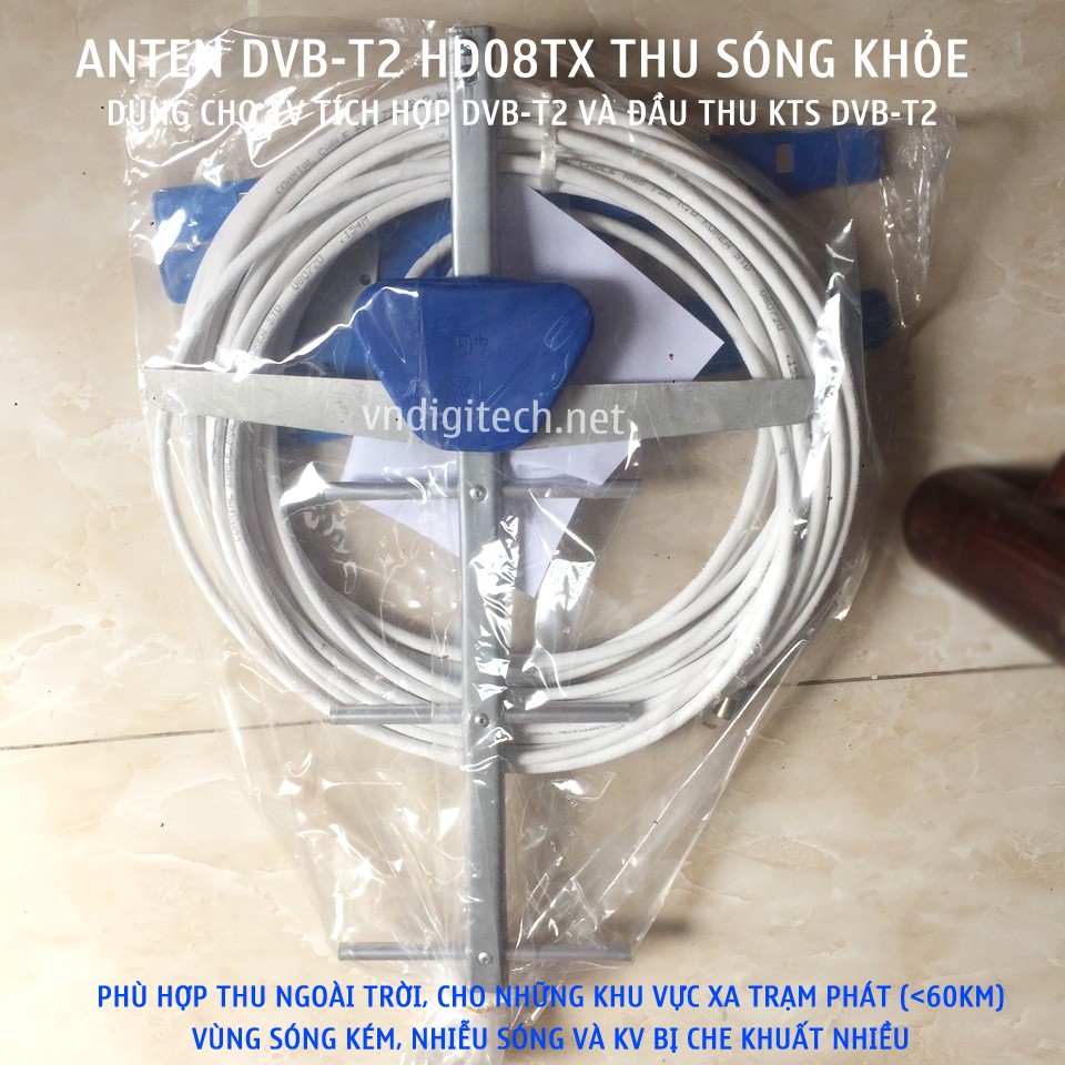 Anten DVB-T2 ngoài trời thu sóng tốt cho kv xa trạm. Anten cho tivi tích hợp DVBT2, đầu thu DVBT2