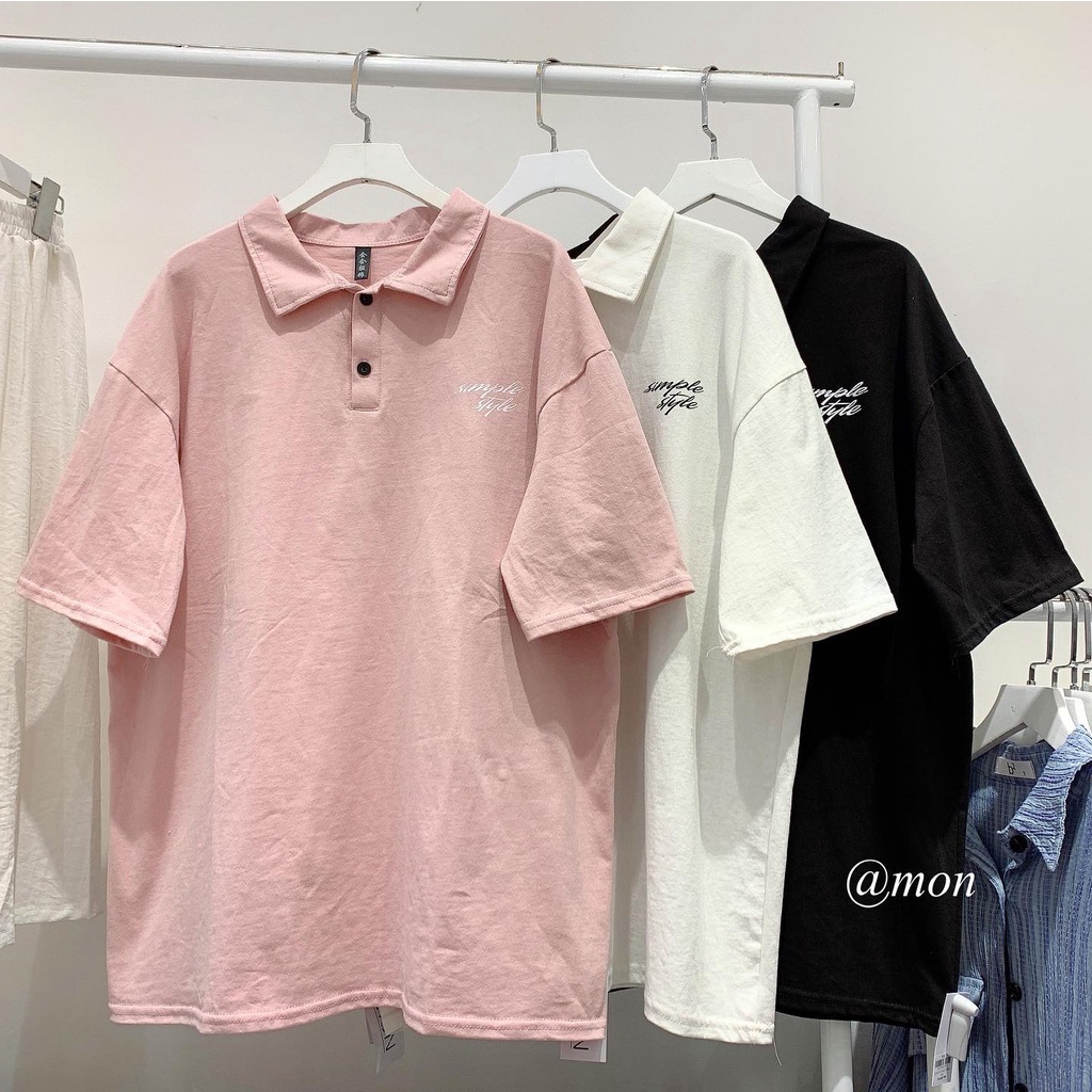 2101575 Áo polo nữ Simple - áo polo ulzzang chất cotton mềm mát nhiều màu freesize | BigBuy360 - bigbuy360.vn