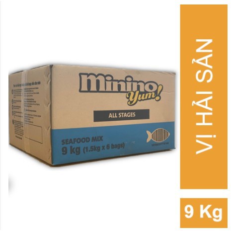 Hạt Minino yum hải sản cho mèo mọi lứa tuổi vị hải sản thùng 9KG