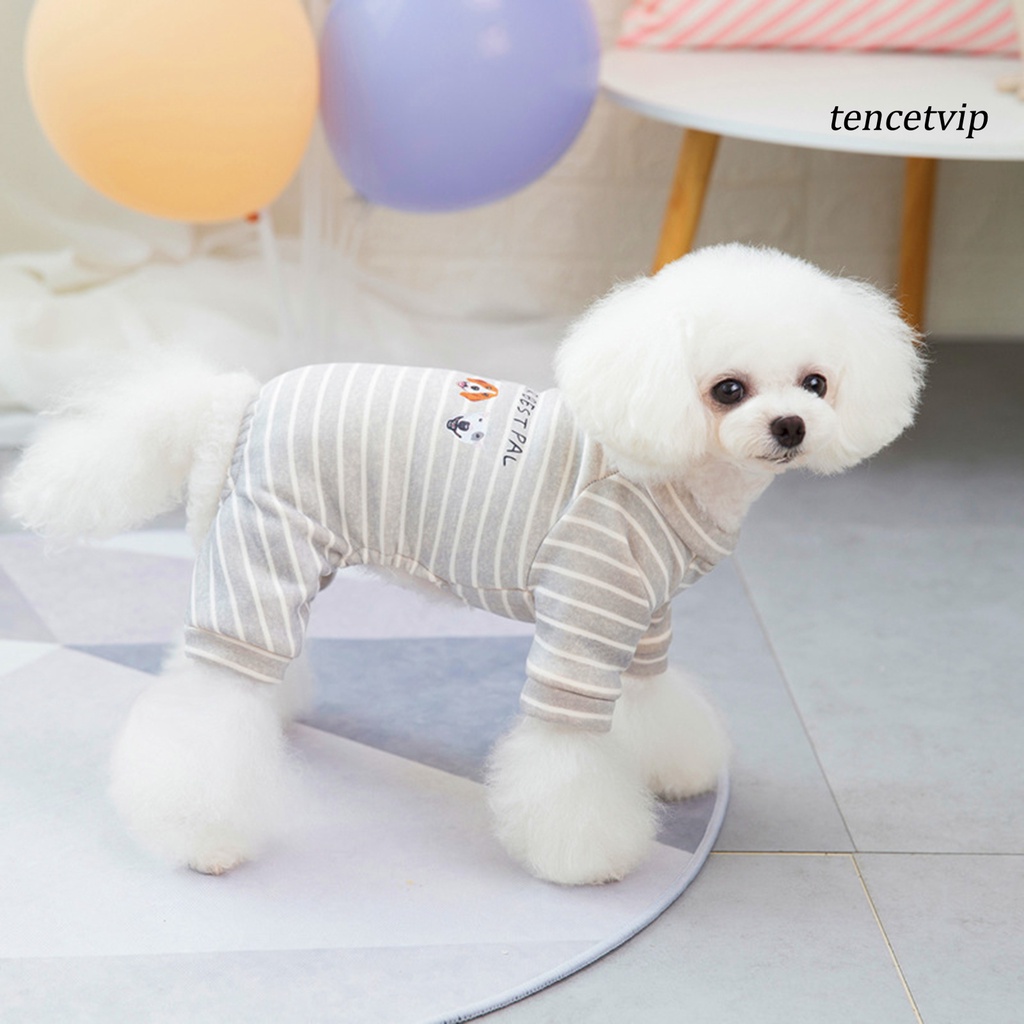 Áo liền quần họa tiết kẻ sọc giữ ấm thời trang mùa thu cho thú cưng