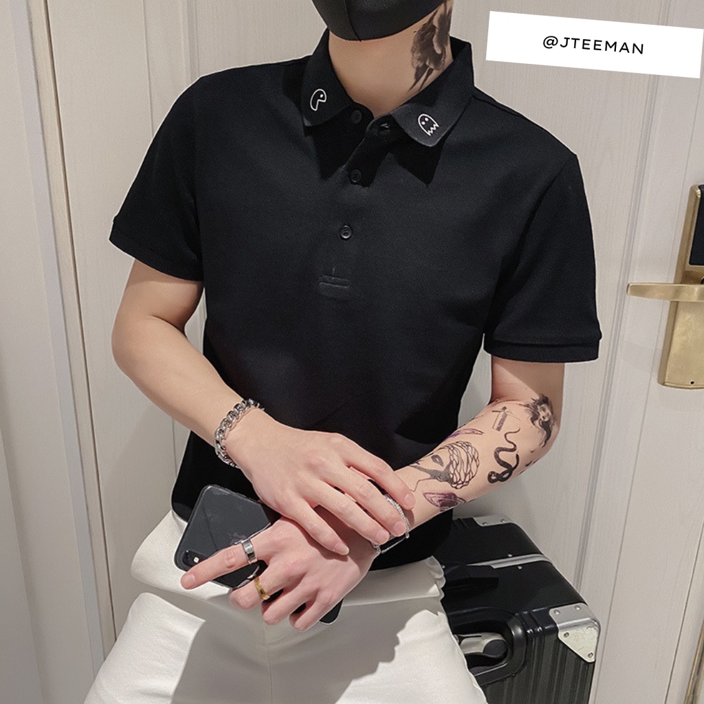 Áo thun POLO nam, áo polo cổ bẻ vải cá sấu chuẩn cotton 2 màu trắng đen, áo phông polo nam phong cách hàn quốc - JT02