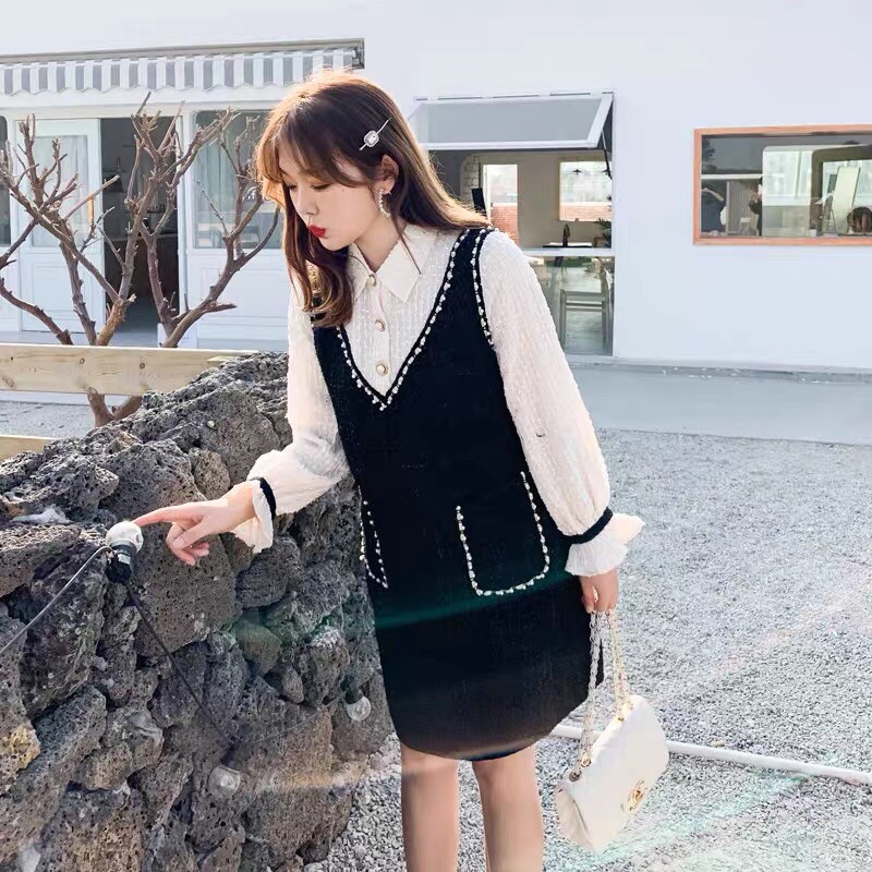 [Mã WAJAN27 hoàn 15% xu đơn 300k] Váy dạ nữ dài tay cao cấp thu đông dày dặn màu đen  | BigBuy360 - bigbuy360.vn