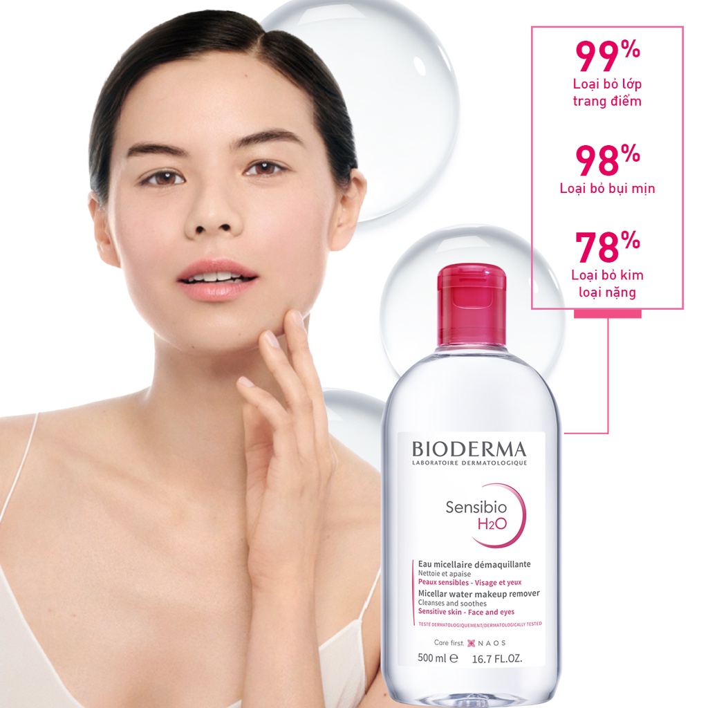 Tẩy Trang Bioderma Sensibio H2O Micellar Water Hồng 500ml 250ml 100ml - Khongcoson