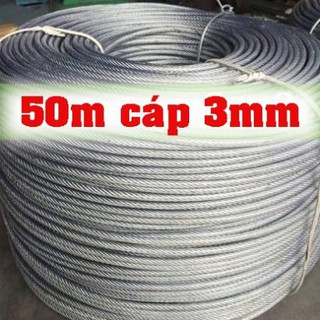 Combo 50m dây cáp bọc 3mm kèm 4 khoá cáp 2 tăng đơ. Dây phơi thông minh