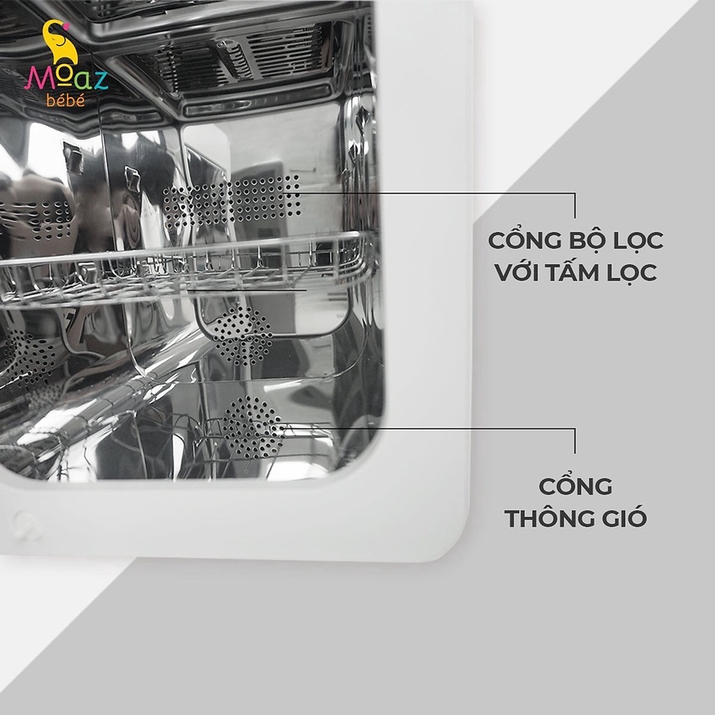 Máy tiệt trùng sấy khô tia UVC và bảo quản bình sữa Moaz BéBé MB-038 - Bảo hành chính hãng