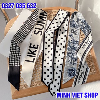 Khăn turban headband bandana lụa quàng cổ buộc tóc buộc túi đa năng kích thước 100x8 cm
