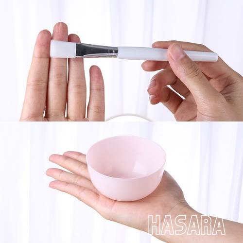 Dụng cụ đắp mặt nạ Lameila gồm bát trộn bột đắt mặt nạ và cọ quét mặt lông mềm HD0826 - Hasara