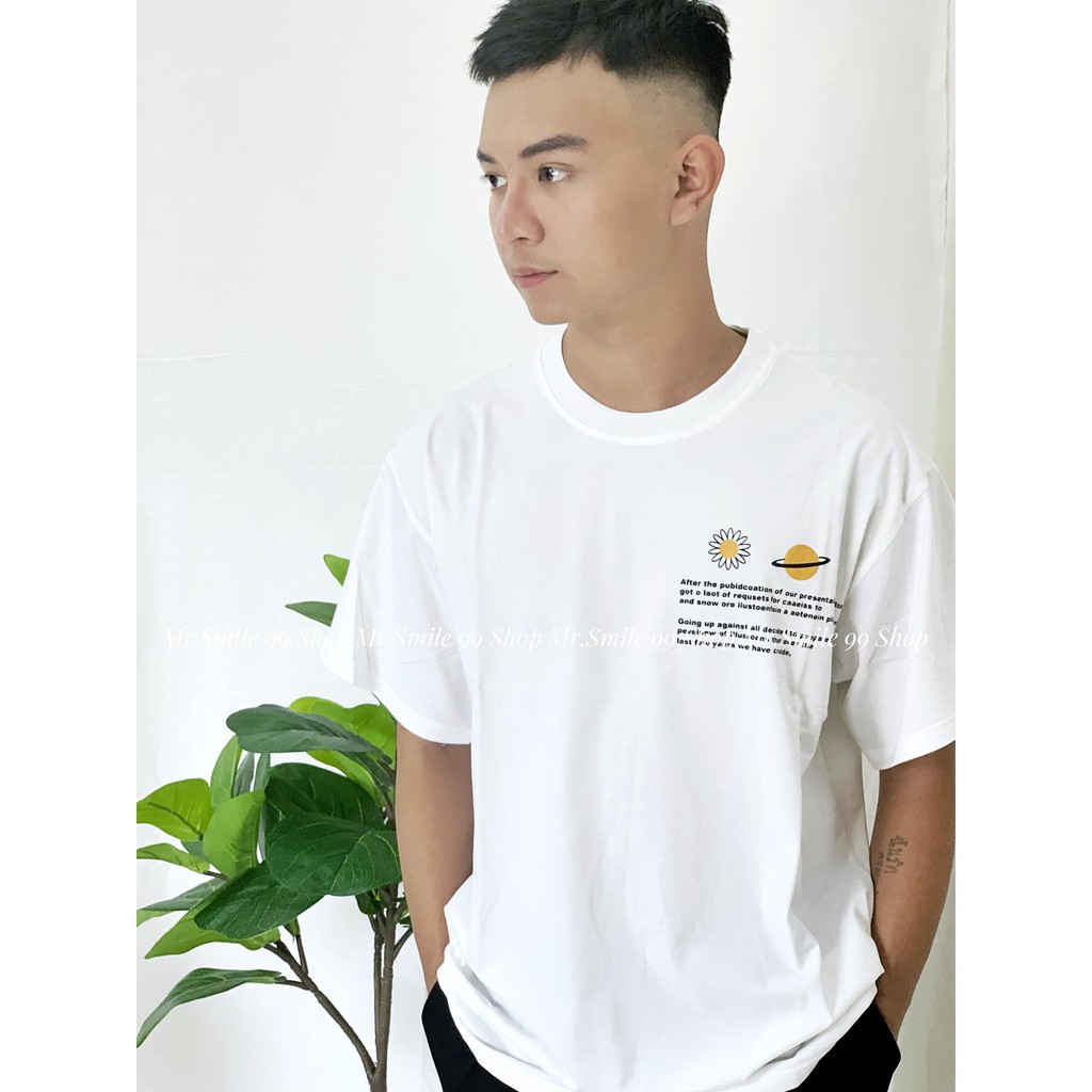 [HÌNH THẬT] Áo Thun Unisex Tay Lỡ Thiên Hà Hoa Cúc From Rộng Mr.Smile 99