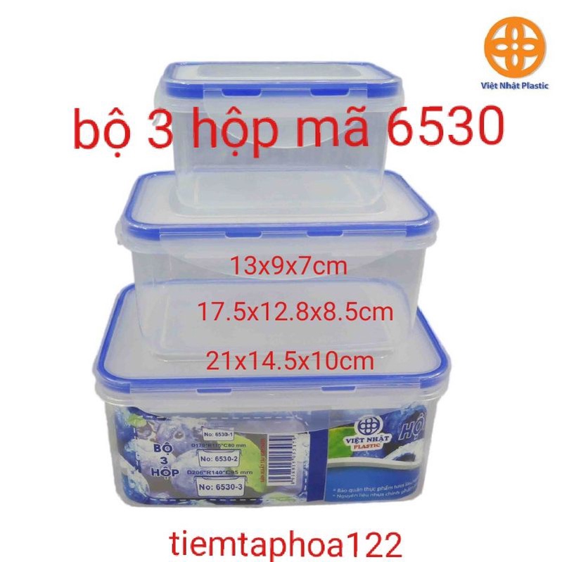 Bộ 3 hộp nhựa thực phẩm nắp gài Việt Nhật