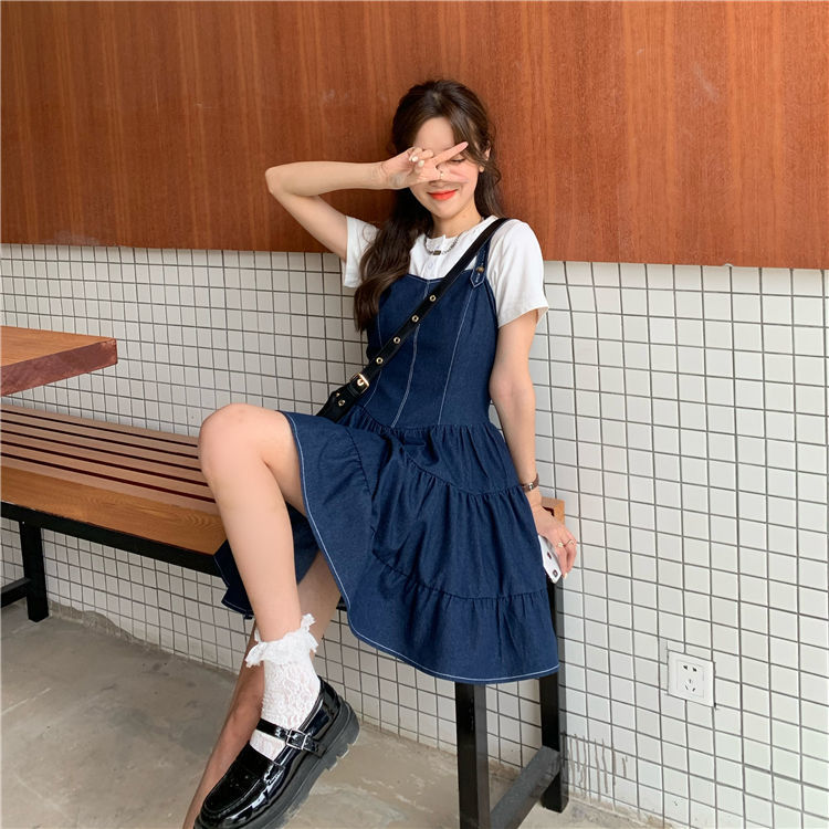 Đầm Yếm Jean Ôm Eo Thời Trang Mùa Hè 2021 (Giao Hàng Trong 6 Ngày)