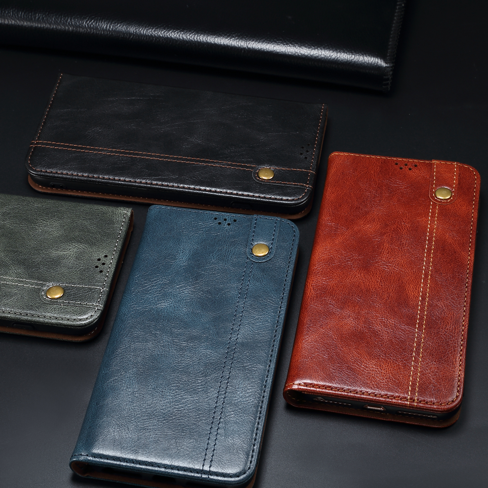 Samsung A12 A32 4G A52 5G A42 A72 S20 FE M51 S21 Plus Note 20 Ultra Case Luxury Credit Card Stand Magnetic Leather Flip Cover