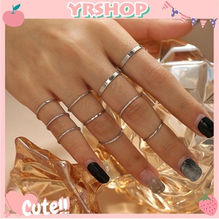 Set nhẫn đeo tay kim loại đơn giản phong cách punk đơn giản
