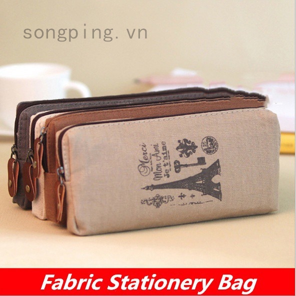 Hộp đựng bút / tiền xu bằng vải có dây kéo trang trí hình ảnh dễ thương