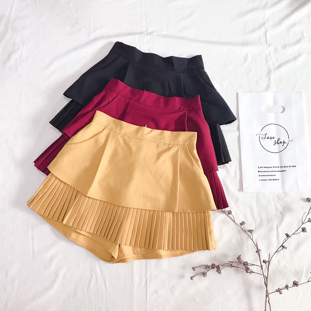 Chân váy dập ly dáng ngắn 6 màu Lovi