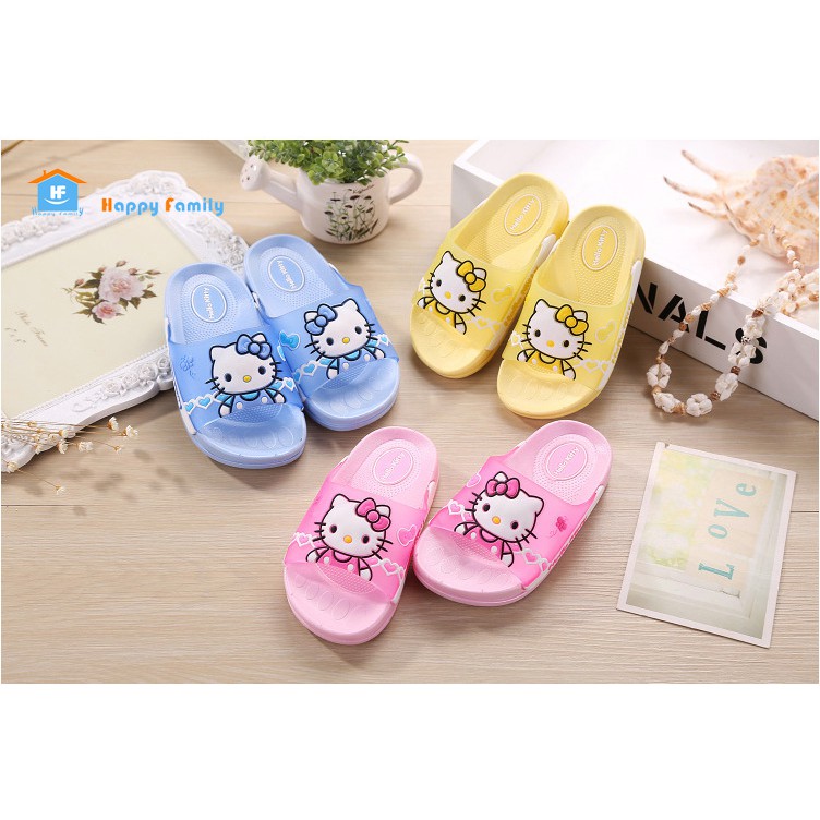 [Có size mẹ và bé] Dép nhựa dẻo dép đi mưa dép quai ngang Kitty