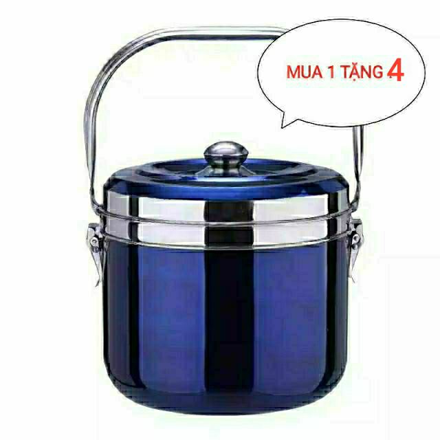 Nồi ủ nấu chậm giữ nhiệt chân không Nồi hầm đa năng inox SU304 nhập  khẩu cao cấp 9 lít.Mua 1 tặng 4