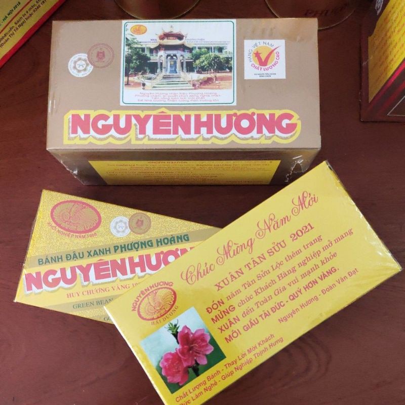 Bánh Đậu Xanh Nguyên Hương Hộp 2 Phong 320g