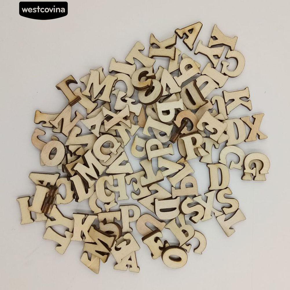 Set 100 nút gỗ hình chữ cái tự may vá thủ công