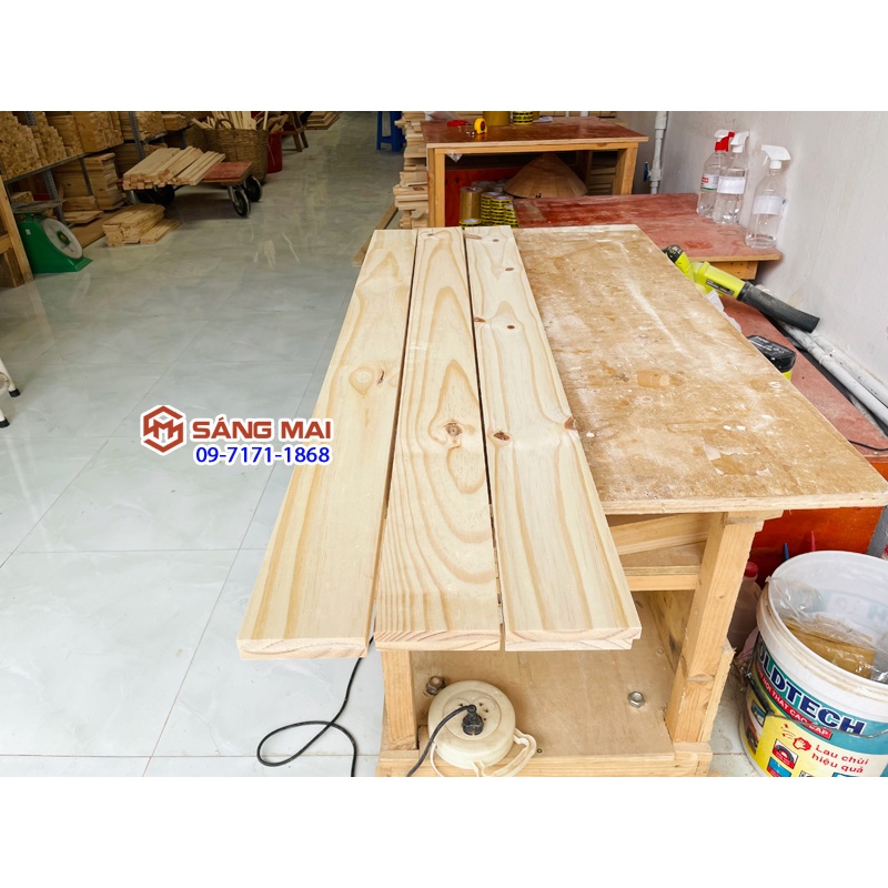 [MS67] Tấm gỗ thông mặt rộng 10cm x dày 1cm x dài 120cm + láng mịn 4 mặt