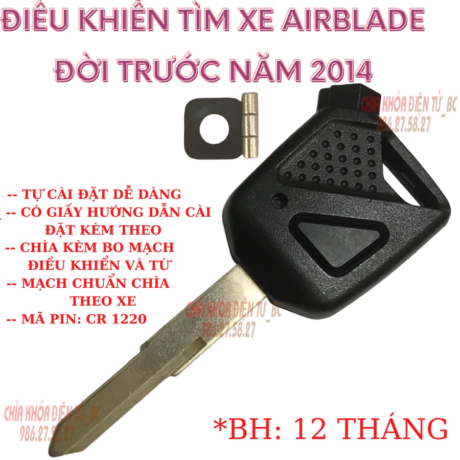 Chìa điều khiển tìm xe airblade, sh zin các đời xe tự cài đặt dễ dàng,có kèm hướng dẫn sử dụng.