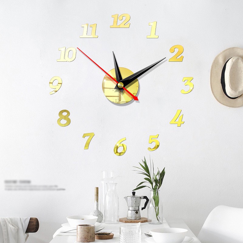 Đồng Hồ Dán Tường Bằng Acrylic Họa Tiết Số 3d Độc Đáo Thời Trang Trang Trí Nhà Cửa Diy