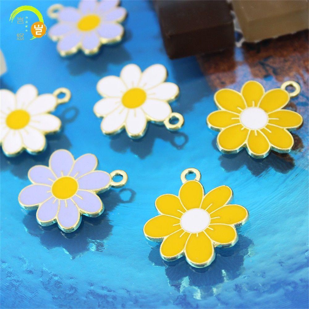 ROSE Set 10 Mặt Vòng cổ Hình Hoa Cúc Tráng Men