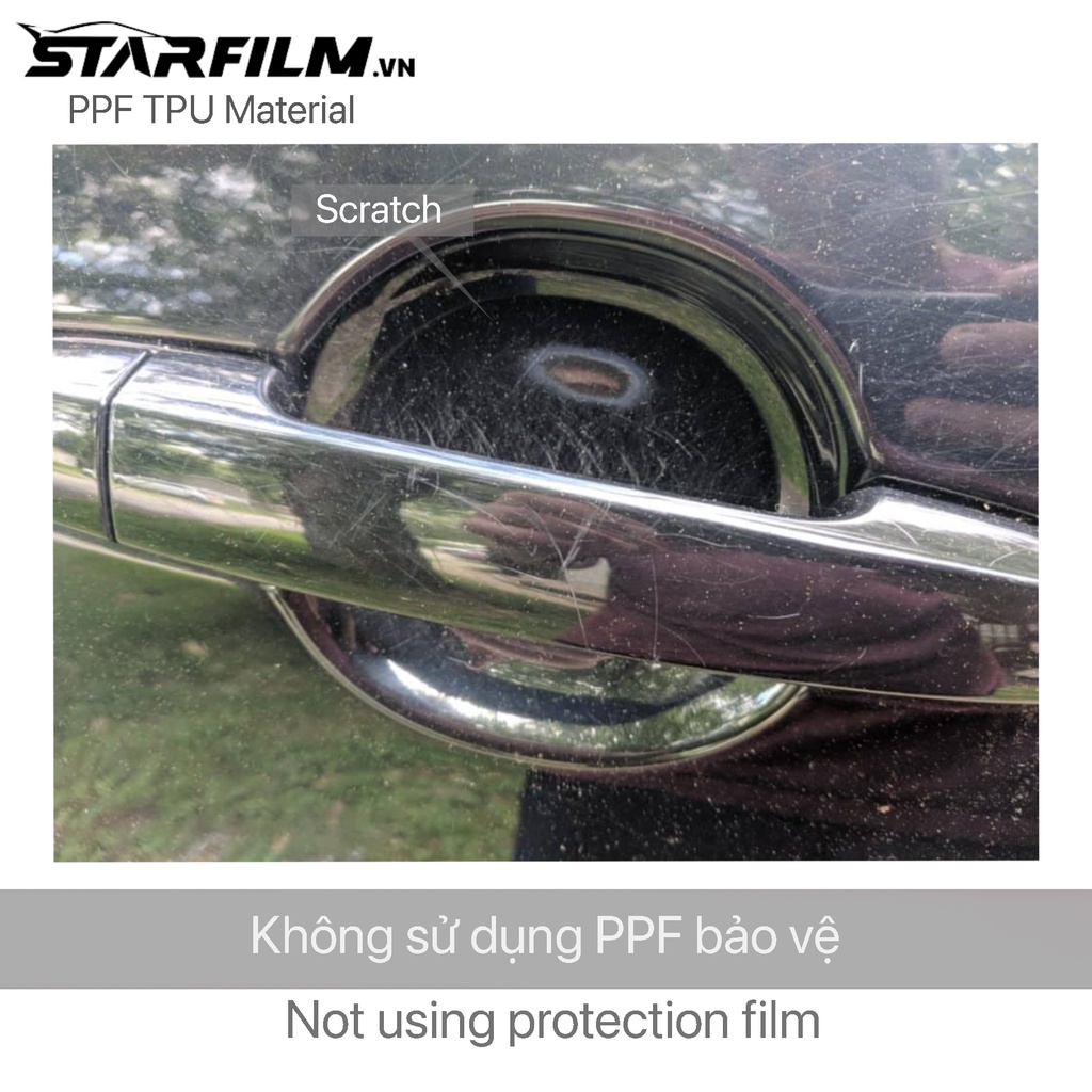 Bộ 4 miếng dán PPF TPU bảo vệ tay nắm hõm cửa STARFILM đầy đủ phụ kiện,  Film ppf chống xước hõm cửa ô tô