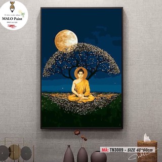 Tranh sơn dầu số hoá tự tô màu Tranh Đức Phật Dưới Ánh Trăng Tranh Phật Giáo