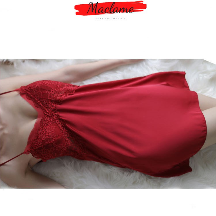 HOT - Váy Ngủ Đầm Ngủ Lụa Phối Ren Thả Dáng Mềm Mại Mát Mẻ Đi Ngủ Đi Chơi DN06