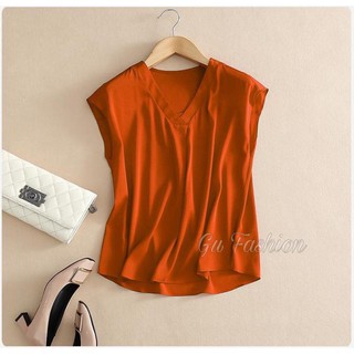Áo lụa công sở tay chờm vai cổ V