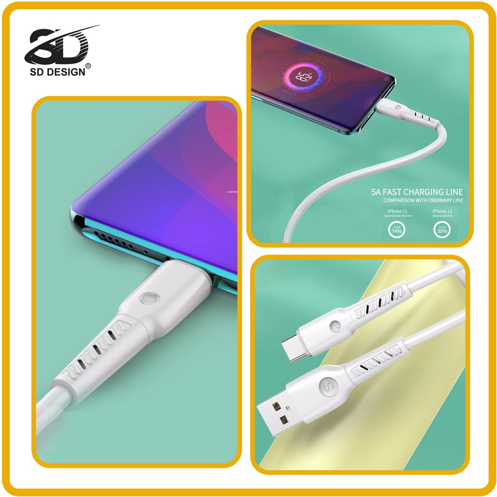 Cáp sạc SD DESIGN T9 đầy đủ các chân sạc cho ip,Type C,Micro Usb cho Samsung,oppo,...