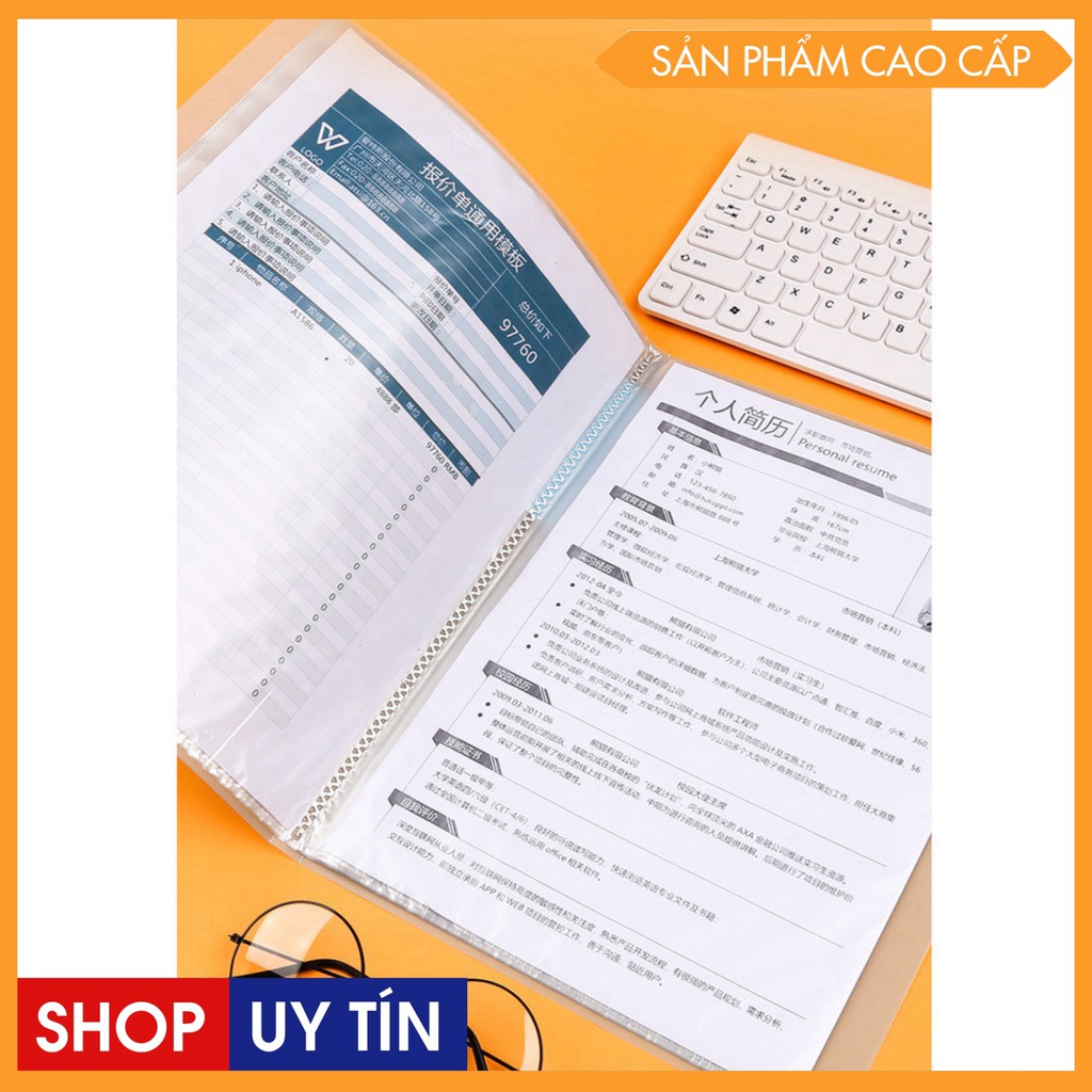 Bìa nhựa , File lá Clear Book nhiều màu đủ loại 20/30/60 lá