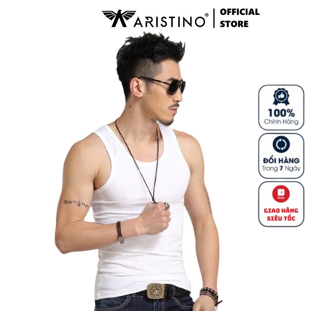 Áo Thun Nam Ngắn Tay ARISTINO Áo 3 Ba Lỗ Lót Basic Màu trắng Cotton cao cấp mềm mát thoát khí thấm hút mồ hôit AC21 AC22