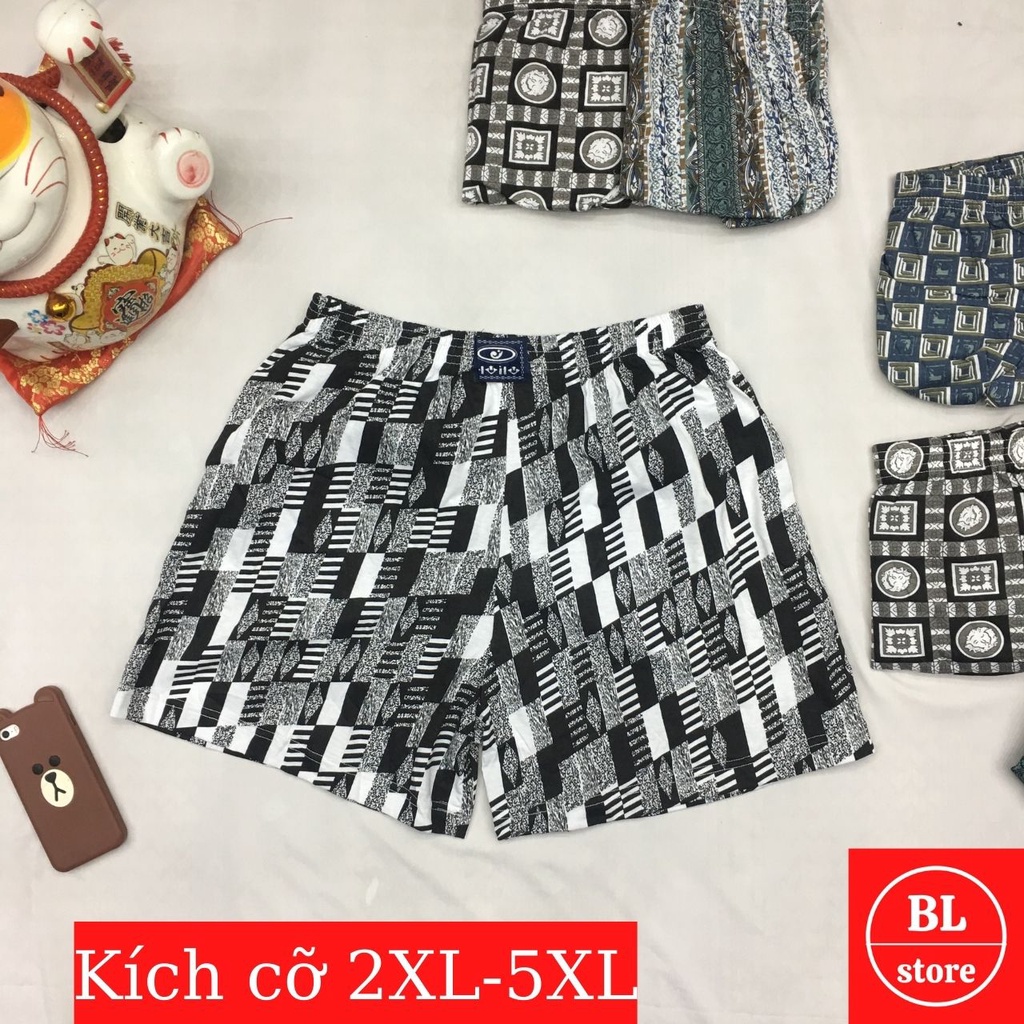 Quần đùi nam thun cotton hoa mặc ngủ, Quần lót nam trung niên thoáng mát thoải mái
