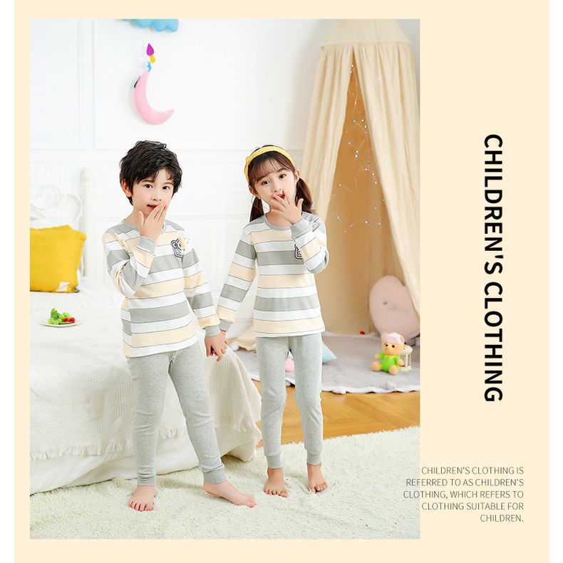 Bộ Đồ Ngủ Cotton Tay Dài 100-160cm Thời Trang Xuân Thu Cho Bé