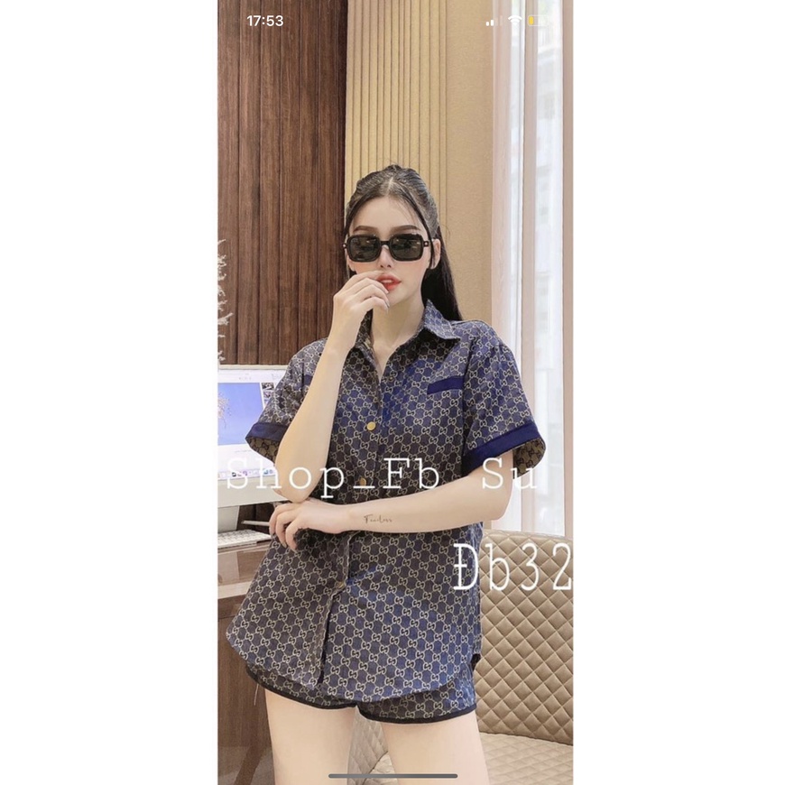 Set bộ sơ mi kaki nắp túi mix quần short đùi TH278