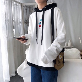 (HÀNG ORDER) ÁO HOODIE NAM NỮ FORM RỘNG MÀU TRẮNG CÓ NÓN NHẬP KHẨU HÀN QUỐC