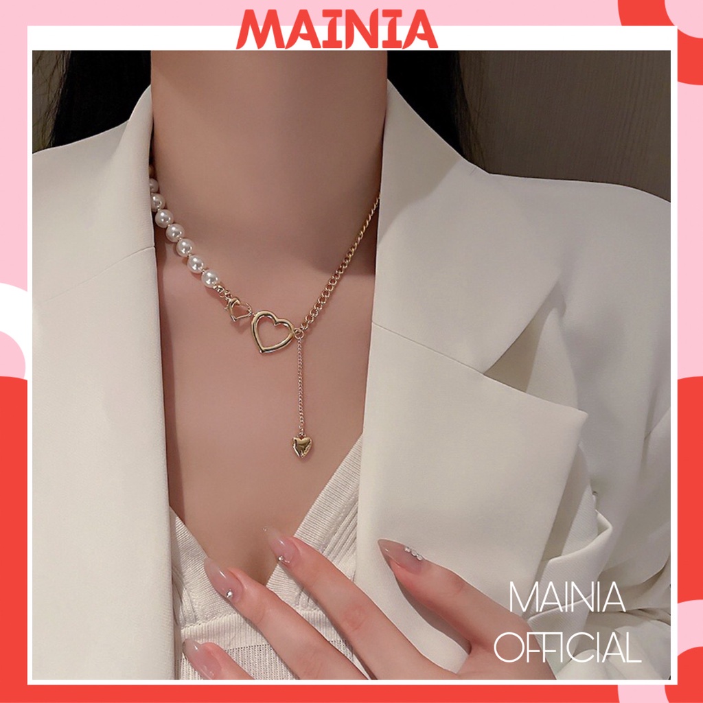 Vòng Cổ Dây Chuyền Hàn Quốc Hình Trái Tim Sang Chảnh Quý Phái Siêu Đẹp Mainia Shop