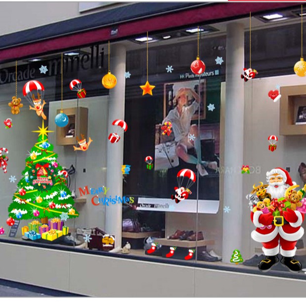 Tranh decal dán tường GIÁNG SINH, NOEL trang trí phòng khách, cửa hàng - Decal dán tường noel