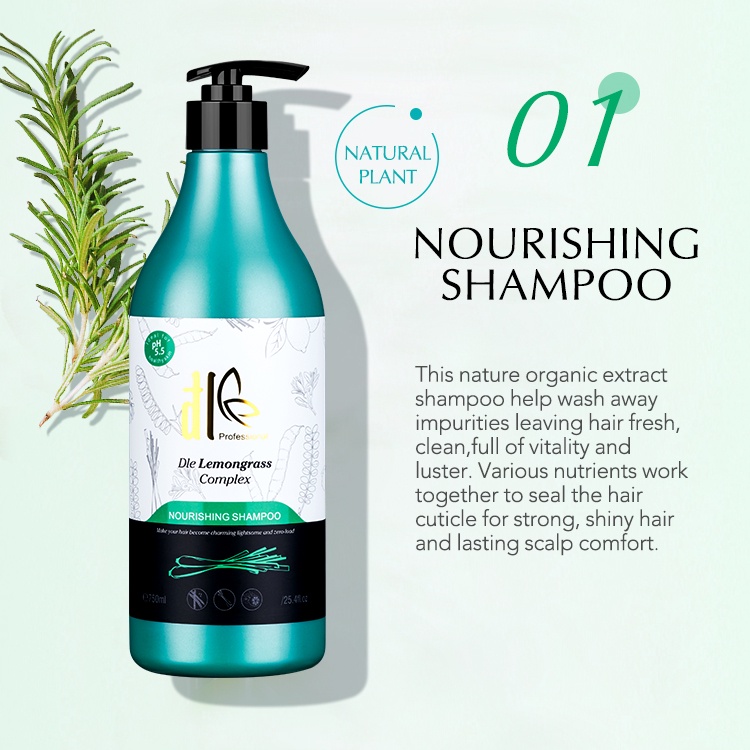 Dầu gội xả tinh chất bồ kết, sả, chanh ĐL ĐLE Lemongrass 750ML, phục hồi chống rụng kích mọc tóc tặng tinh dầu 60ml