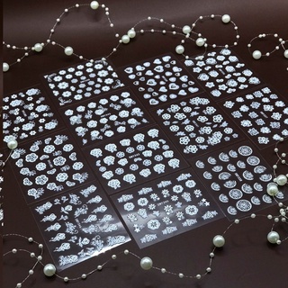 Sticker dán móng nail hoa lá và trái tim 3d
