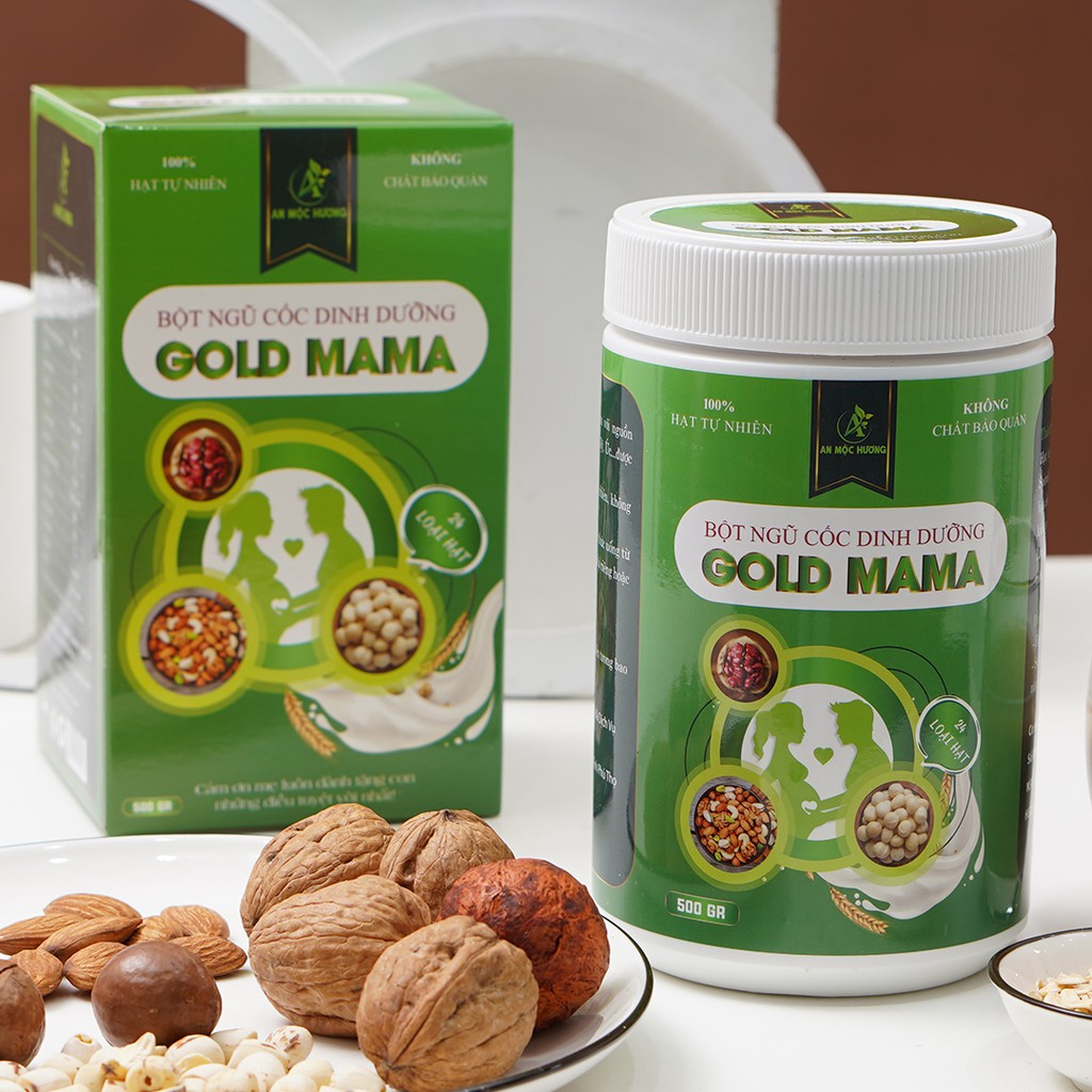 Bột ngũ cốc dinh dưỡng GOLD MAMA 24 loại hạt AN MỘC HƯƠNG 500 Gram-[Giảm nghén, chống táo bón, lợi sữa]