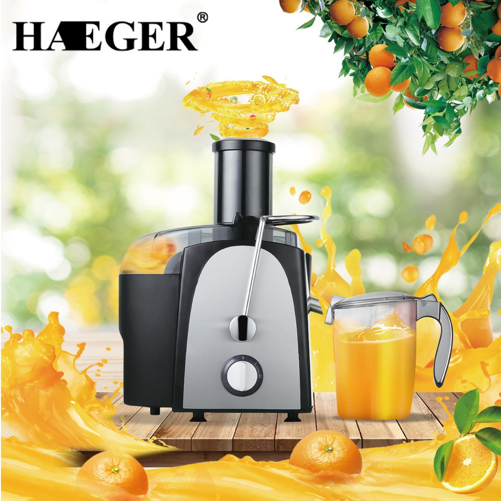 Máy ép trái cây HAEGER 1000W, ép được cả trái cây cứng như cà rốt, cóc ổi, bảo hành 1 năm