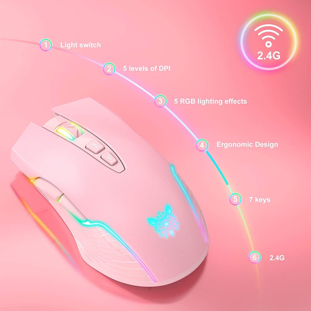 ONIKUMA CW905 Chuột chơi game không dây Bluetooth RGB kết nối không dây 2.4GHz Có thể chuyển đổi DPI 5 tốc độ