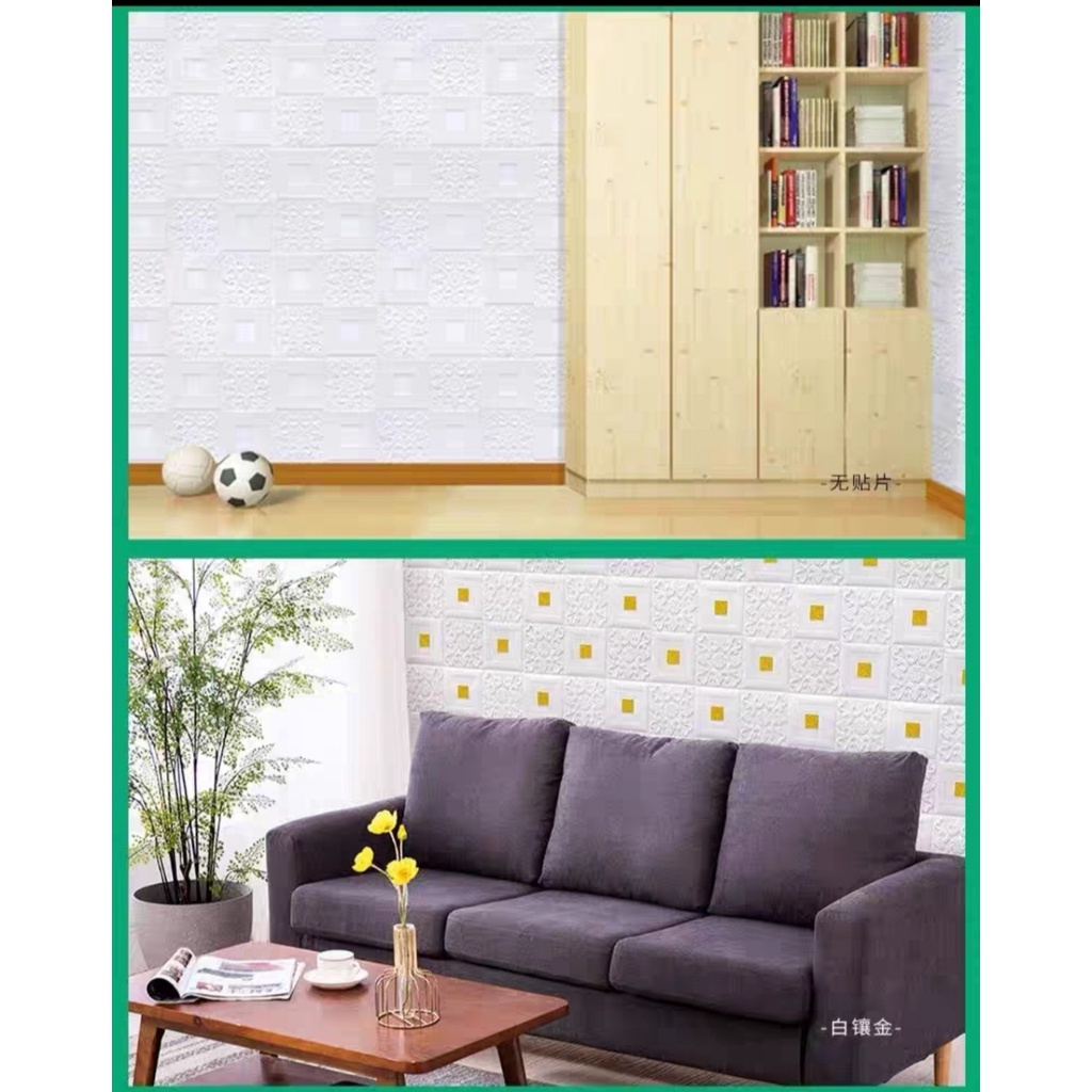 Miếng Tấm Xốp dán tường hoa văn cao cấp kích thước 70x70 cm tặng nhũ tự dán đủ màu tự chọn trang trí phòng ngủ chống ẩm